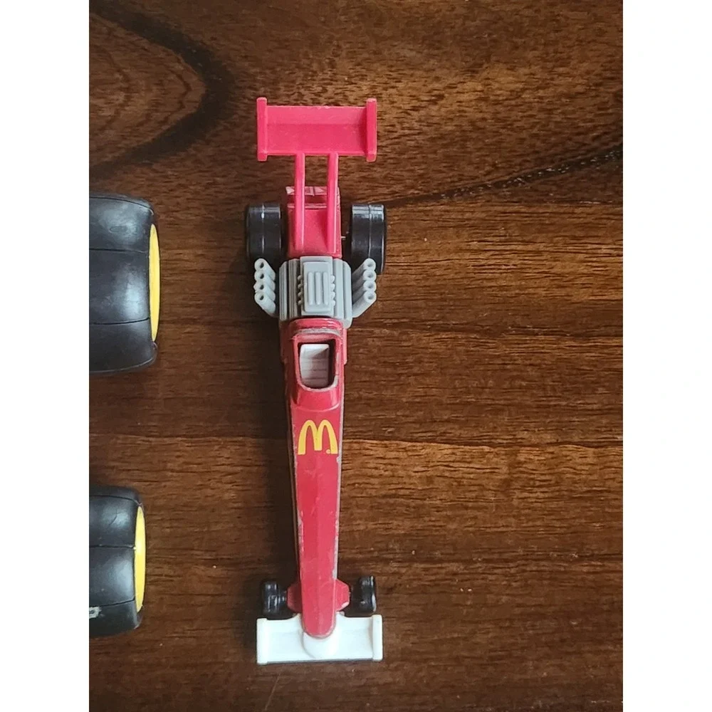 Lot of 4 Vintage toy cars. Pull string Mickey Kart, McDonalds 1993, clear gear